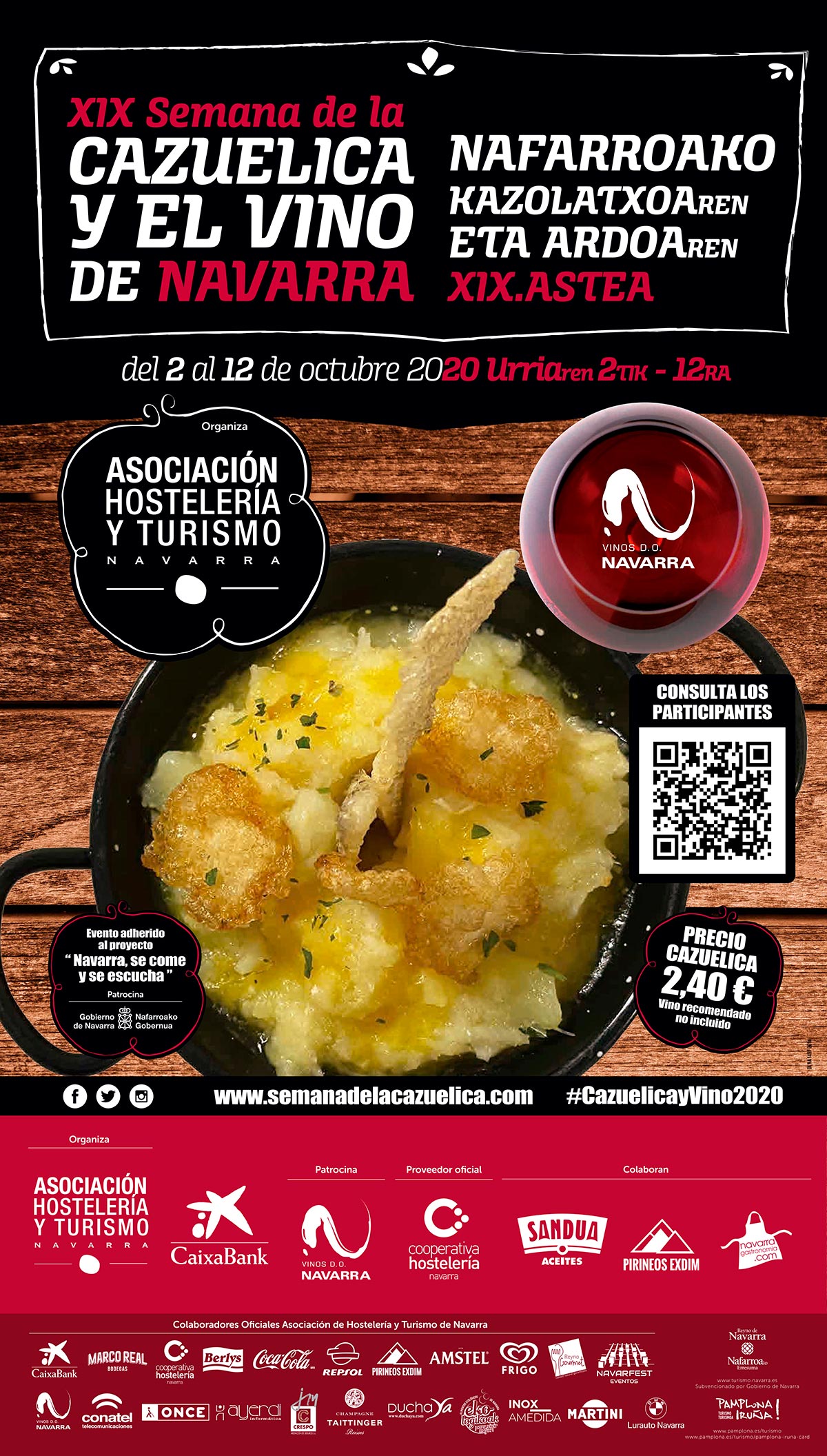 XIX Semana de la Cazuelica y su maridaje con el Vino D.O. Navarra 2020 cartel