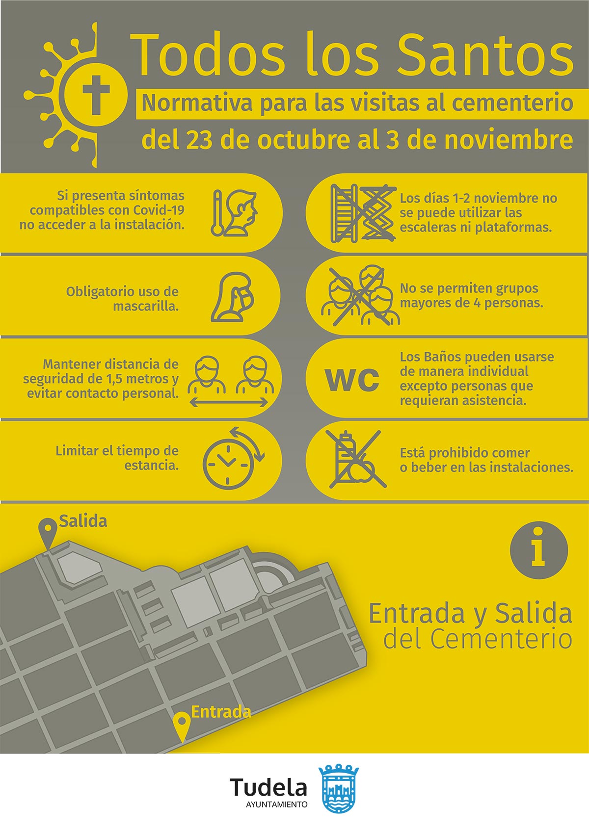 Normativa del cementerio municipal para el día de Todos los Santos en Tudela
