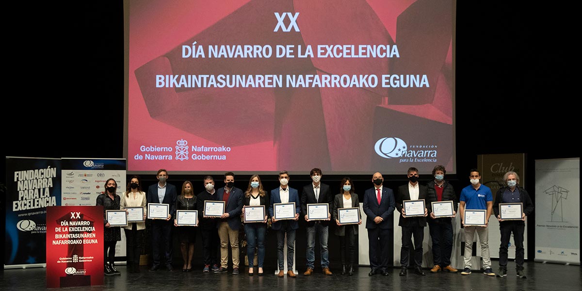 Los galardonados durante la 20ª Gala del Día Navarro de la Excelencia