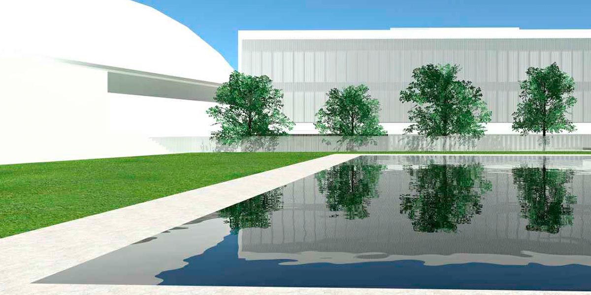 Rercreación vista lateral del Proyecto del Nuevo Edifico del Complejo Deportivo de Cintruénigo