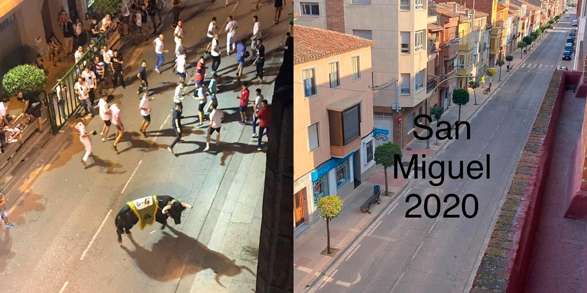 Imágenes del 29 de septiembre, San Miguel, patrón de Rincón. La primera imagen del año 2019 el Toro de San Miguel y la segunda de 2020