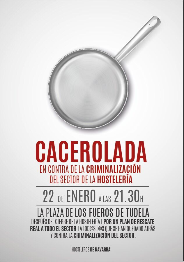 Cacerolada convocada en Tudela en contra de la criminalización del sector de la hostelería