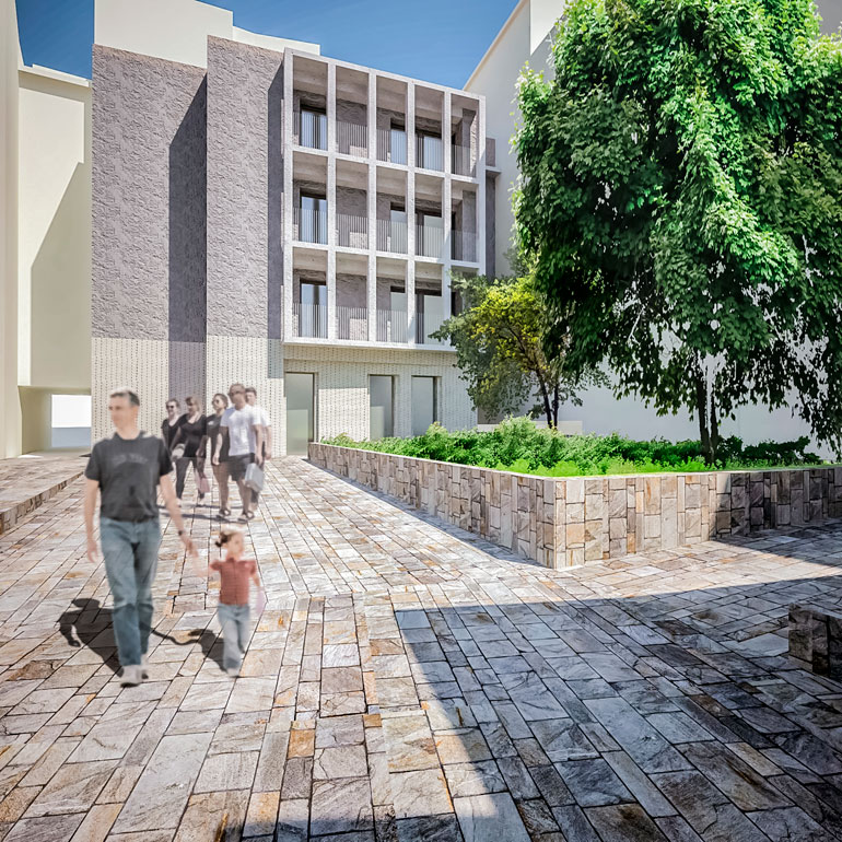 Infografía recreando la nueva plaza del Horno Coscolín