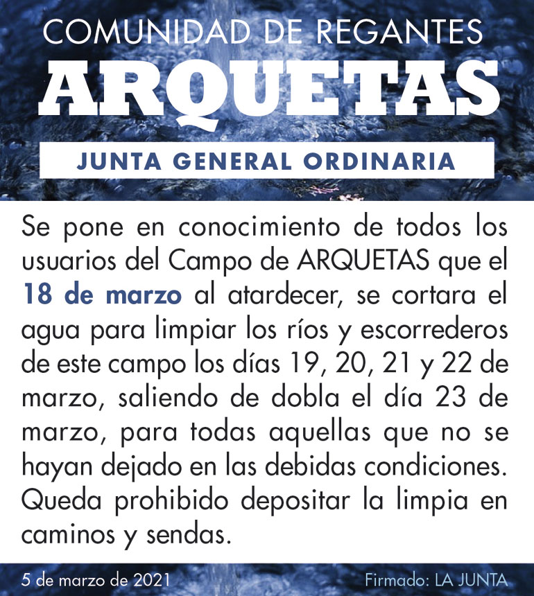 anuncio Regantes ARQUETAS 2x3