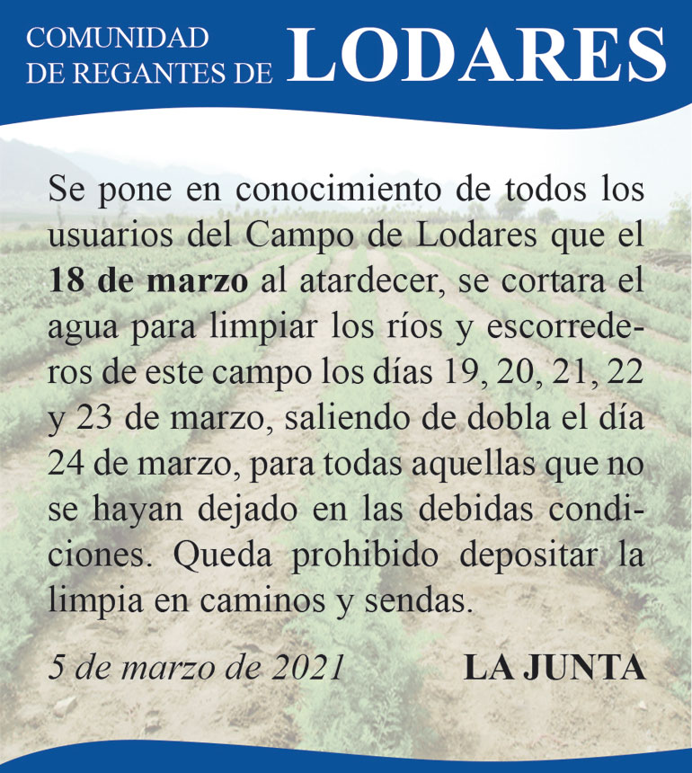 anuncio Regantes LODARES 2x3