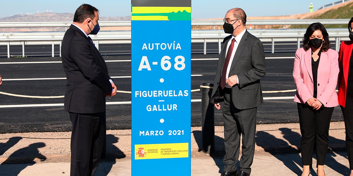 El ministro José Luis Ábalos y el presidente Javier Lambán participan en el acto de puesta en marcha del tramo Figueruelas Gallur de la autovía A 68 2