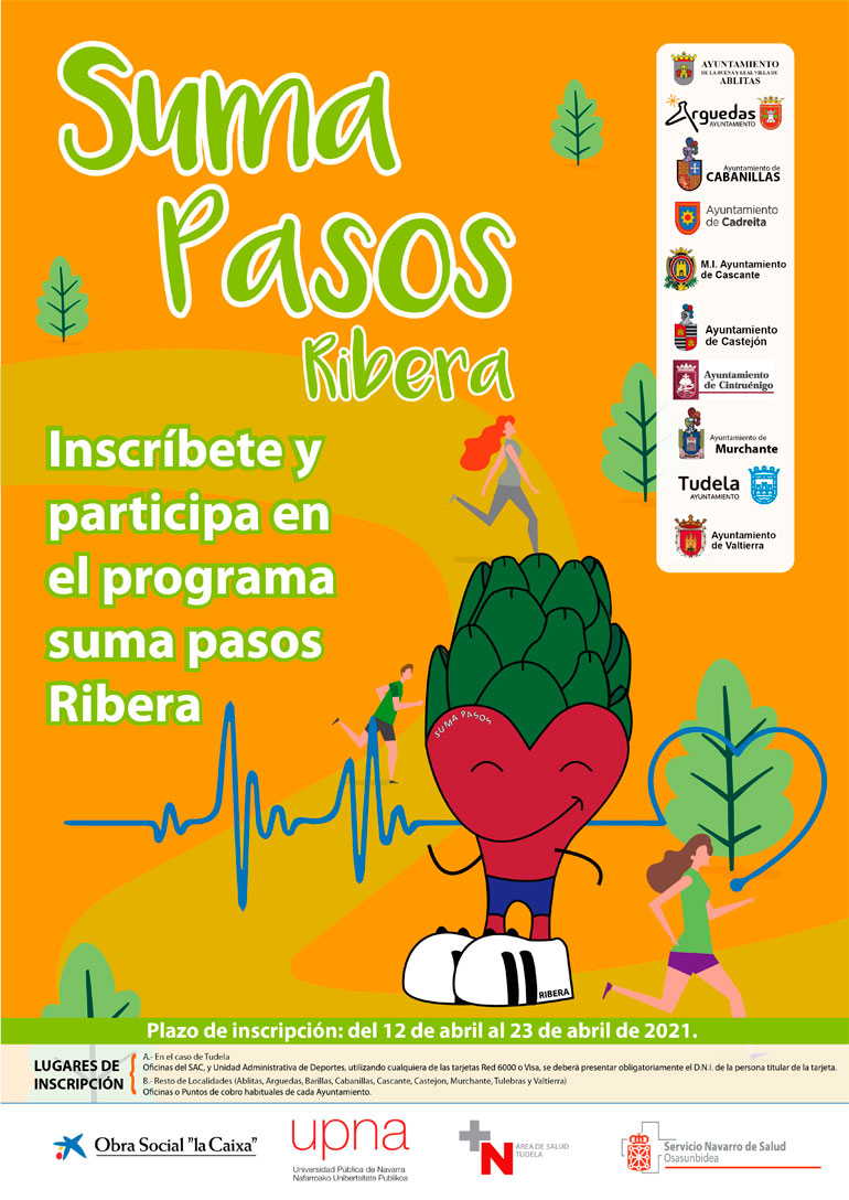 Los ayuntamientos de Ablitas, Arguedas, Cabanillas, Cadreita, Cascante, Castejón, Murchante, Valtierra y Tudela participan este año en la segunda edición del programa ‘Suma pasos Ribera’