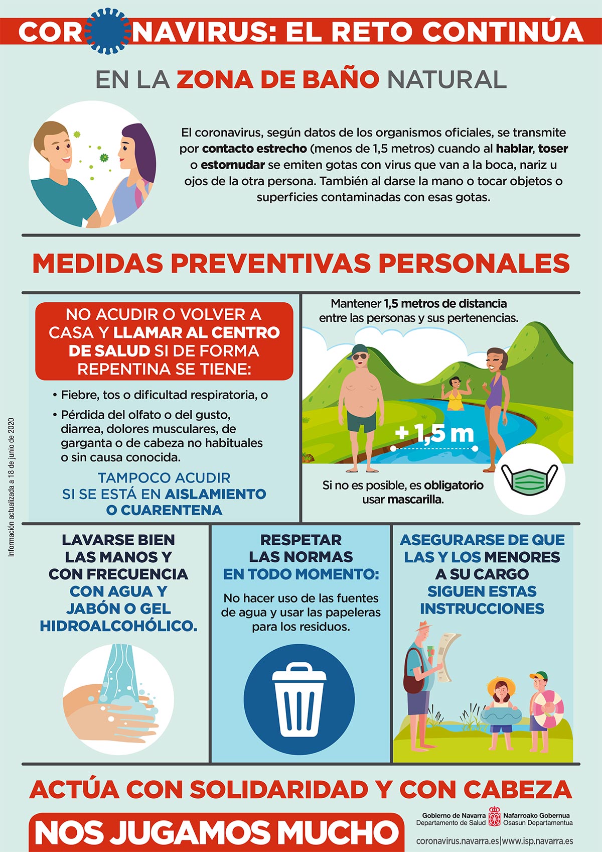 Zonas de baño en Navarra y COVID-19