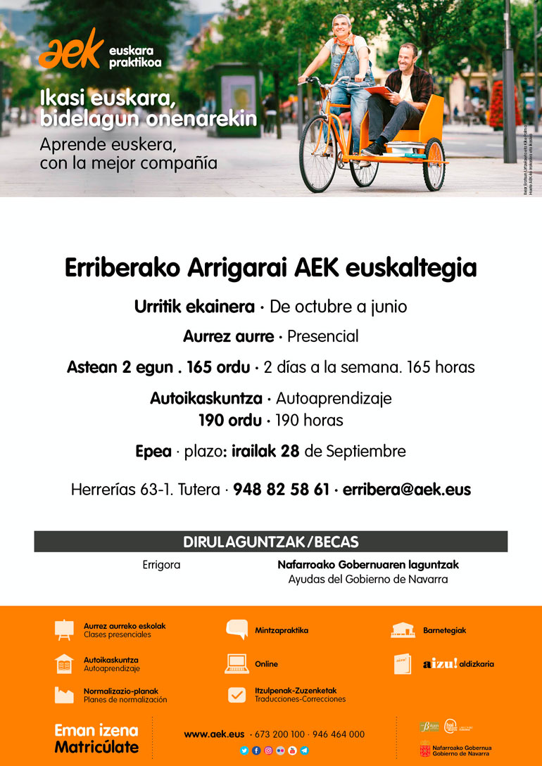 Cursos de euskera en la Ribera AEK 2021