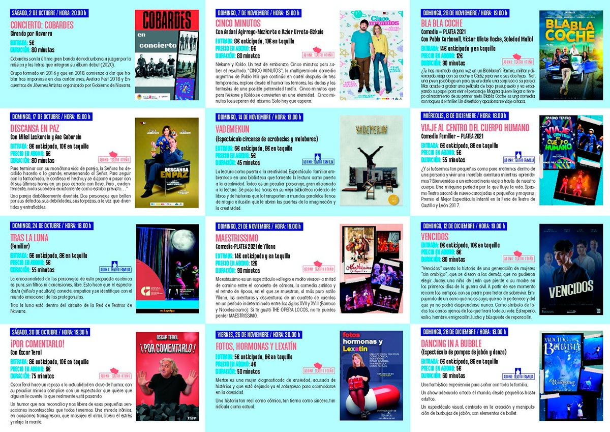 Programación octubre-enero del Auditorio de Ribaforada 2