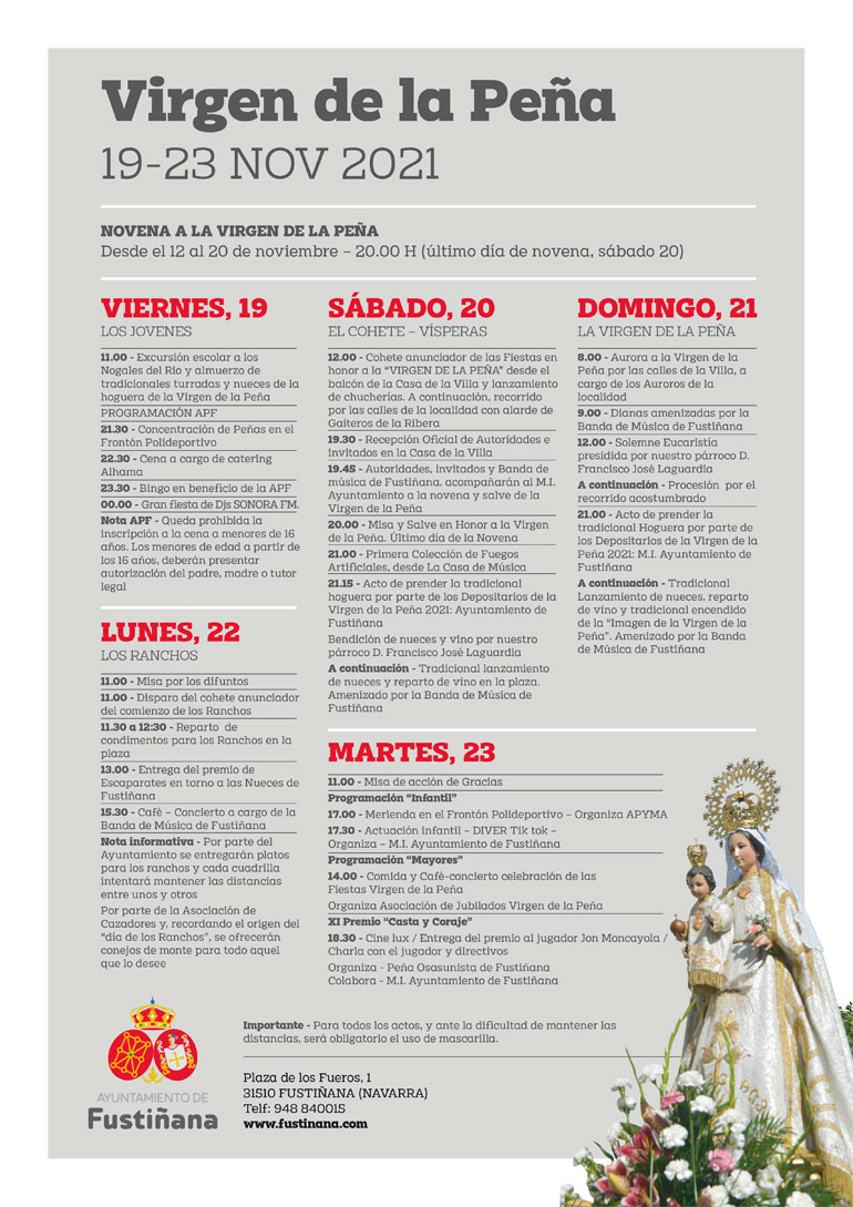 Fiestas en honor a la Virgen de la Peña 2021 en Fustiñana