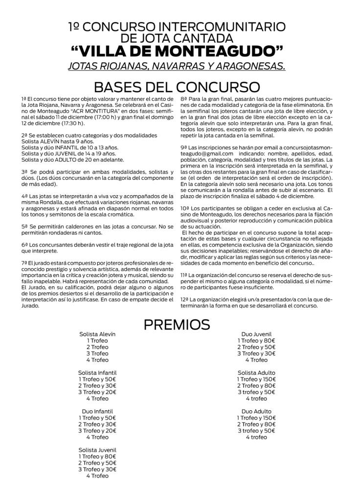 I Concurso intercomunitario de jota cantada ‘Villa de Monteagudo’ bases