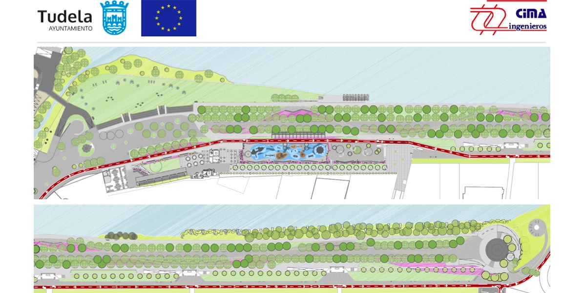 Infografía del proyecto de Corredor Verde de Tudela zona Paseo del Prado