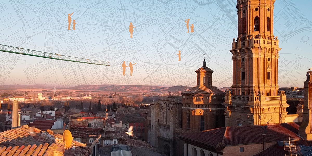 Casco Viejo de Tudela a vista de dron, cedida por Areso Studio