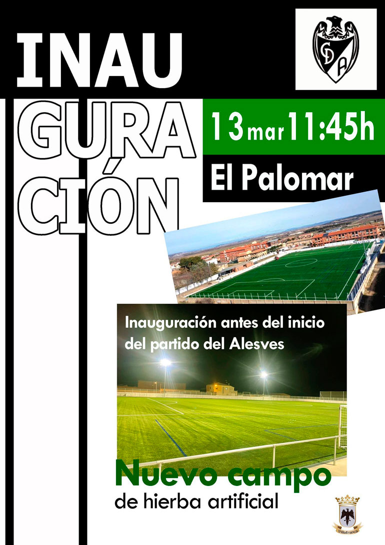 Cartel de la inauguración del estadio El Palomar del CD Alesvés