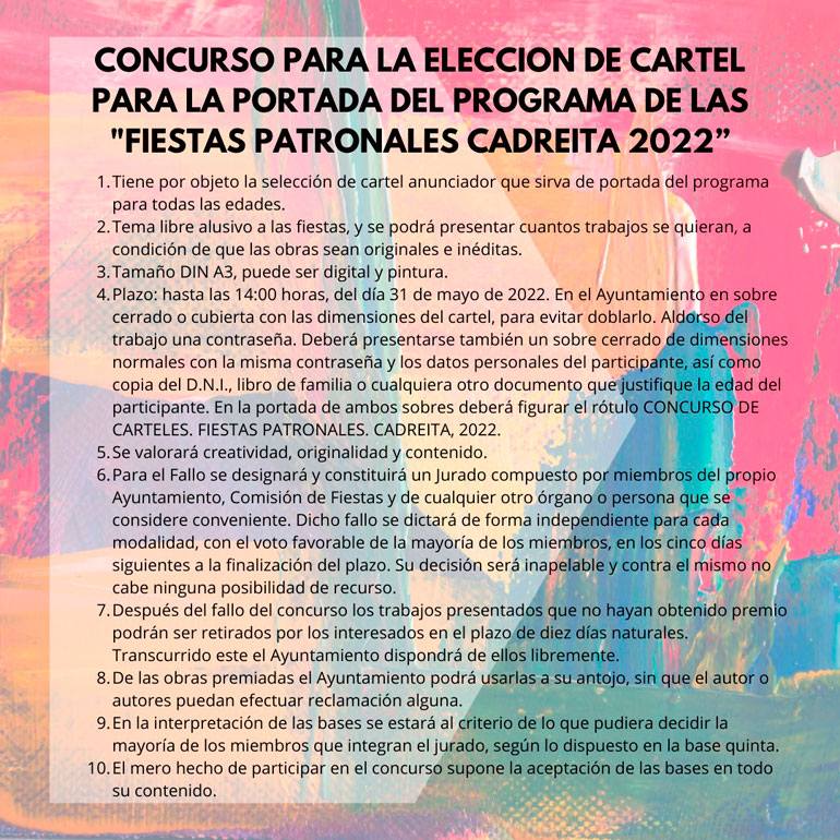 Concurso del cartel de fiestas de Cadreita 2022 bases