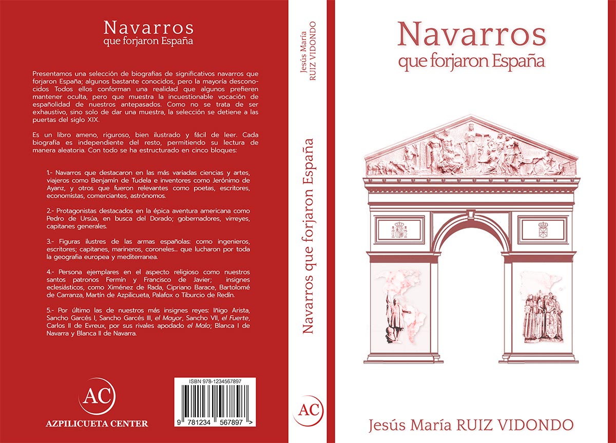 Portada y contraportada del libro Navarros que forjaron España de Jesús Ruiz Vidondo