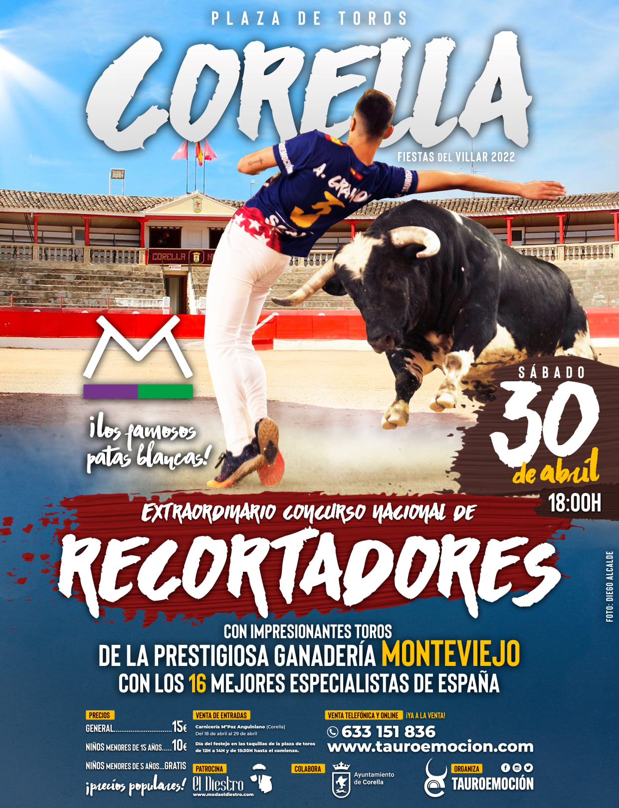 Cartel el sábado 30 de abril concurso de recortadores para las fiestas del Villar.