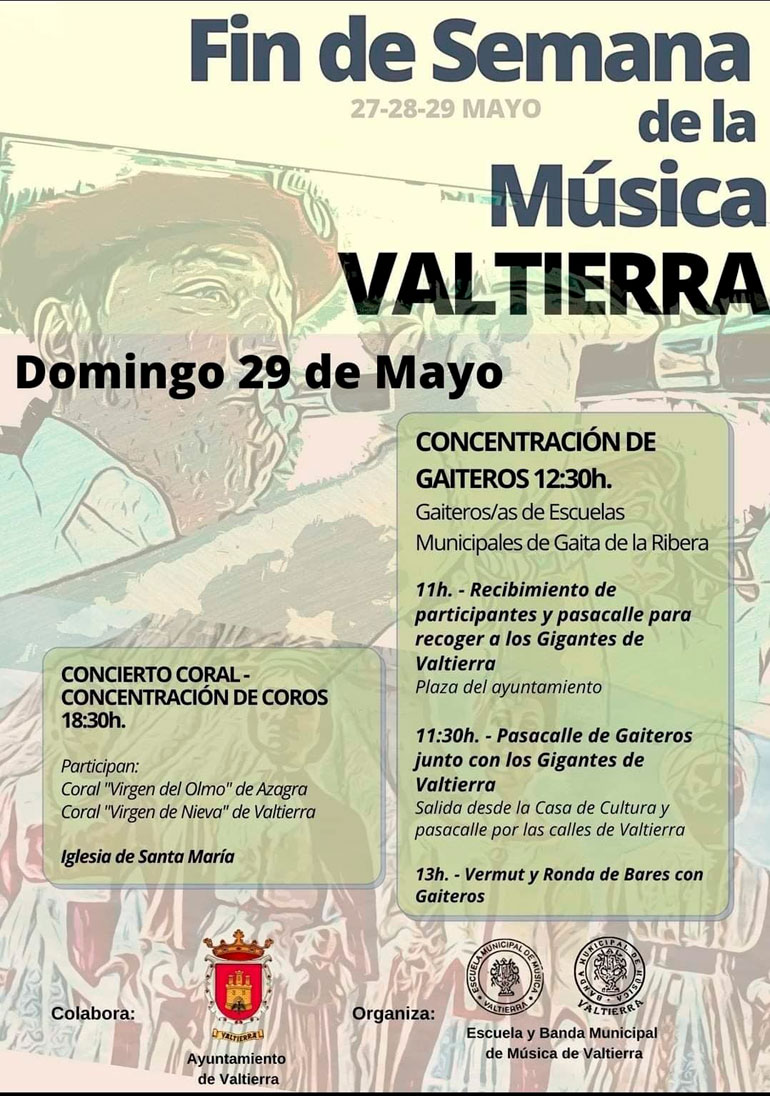 Cartel Fiesta de la música Valtierra 2022 domingo 29 de mayo