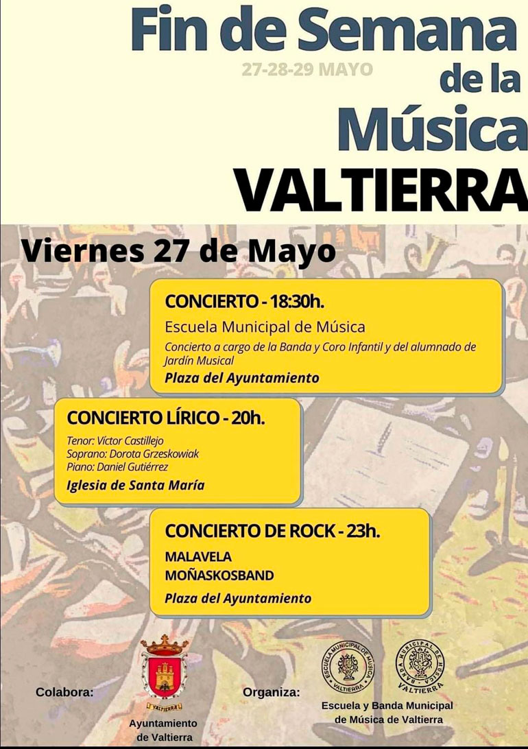 Cartel Fiesta de la música Valtierra 2022 viernes 27 de mayo