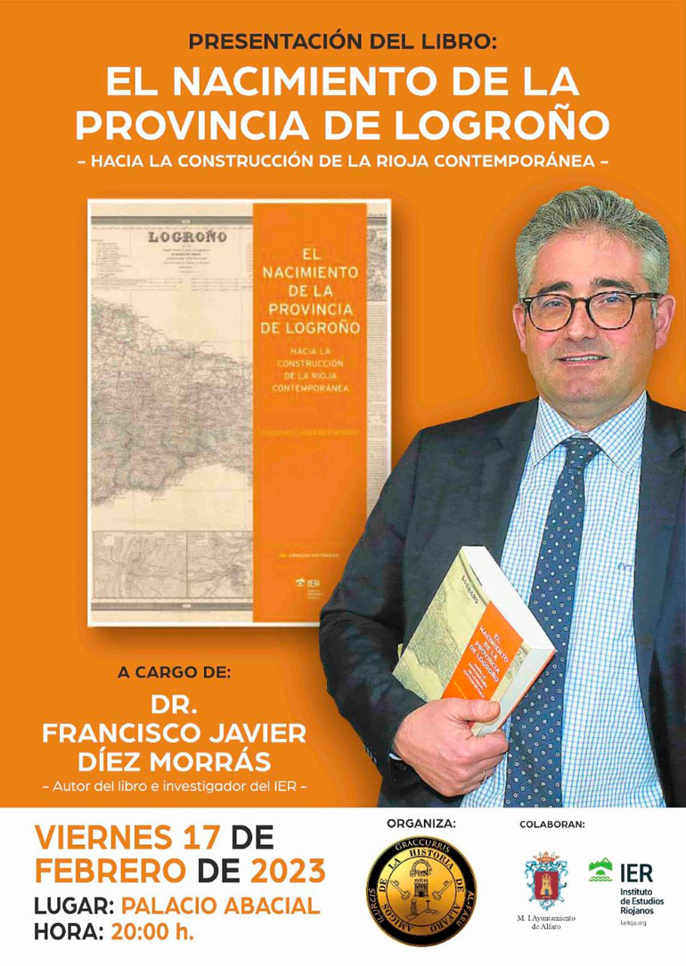Cartel anunciador de la presentación del libro de Francisco Javier Díez Morrás