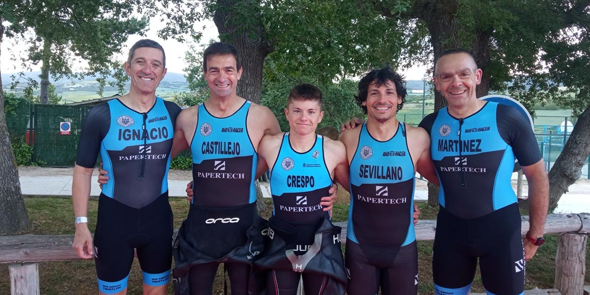 Ignacio Díaz, Ángel Castillejo, Alejandro Crespo, Iñigo Sevillano, Roberto Agorreta en el Triatlón Sprint de Aritzaleku