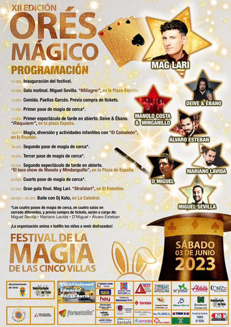 Cartel con la programación de Orés Mágico 2023