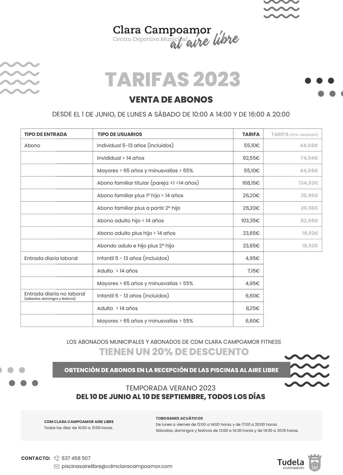 Tarifas Clara Campoamor 2023