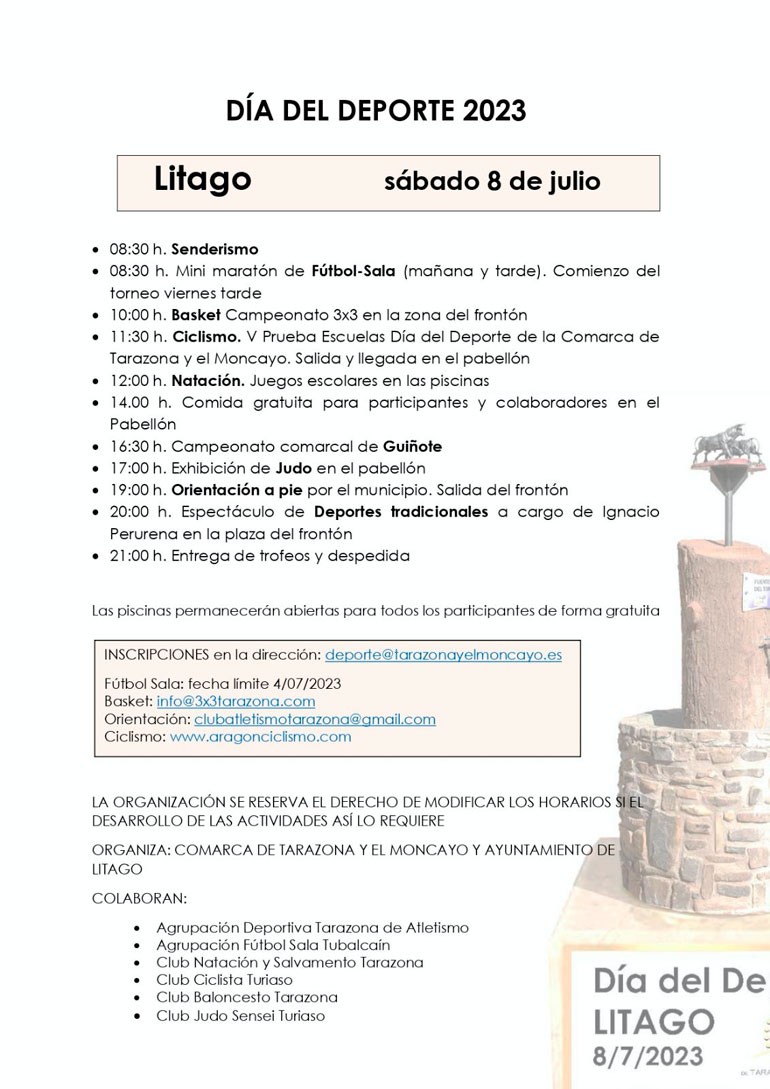 Día del Deporte 2023 en Litago programa