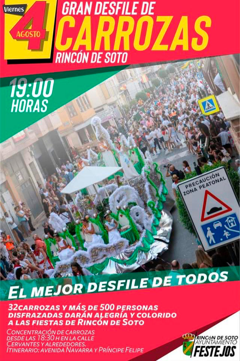 Programa de las Fiestas patronales en honor a la Virgen de Carravieso 2023 en Rincón de Soto - Desfile de Carrozas