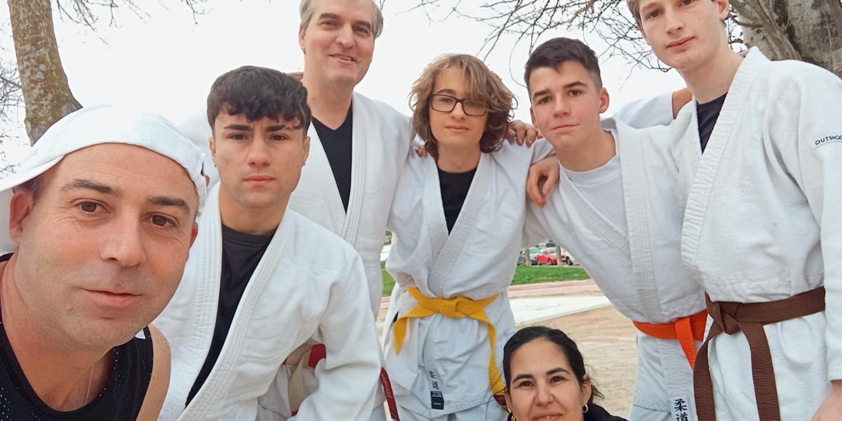 Miguel Arcos y sus 'padawanes' judokas Adrián Fernández, Rubén Duc, Arturo Mateo, Yuri León