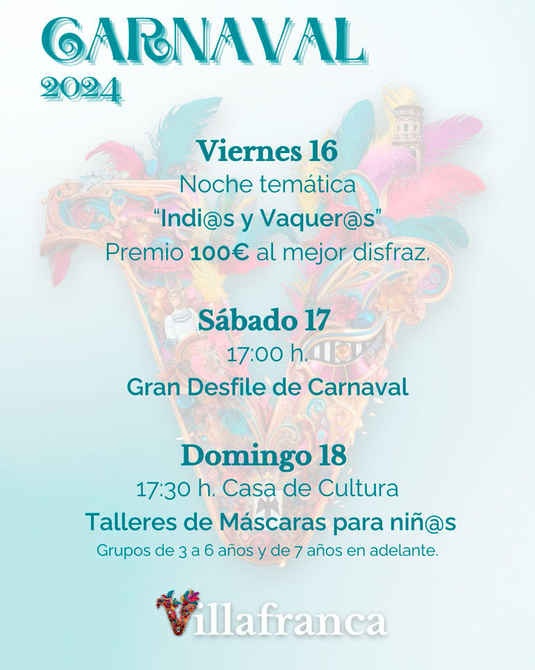 Carnaval 2024 en Villafranca programa