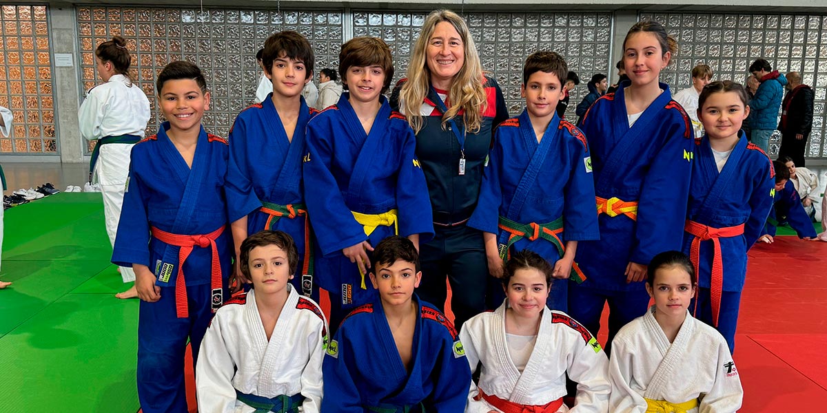 El equipo Ribera Navarra en los Juegos Deportivos de Navarra de Judo Alevín Primera Jornada 2024