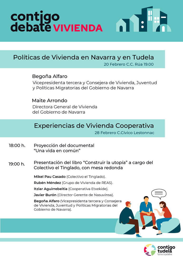 Cartel del debate de Contigo Tudela sobre vivienda