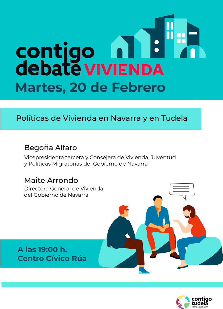 Cartel del debate de Contigo Tudela sobre vivienda