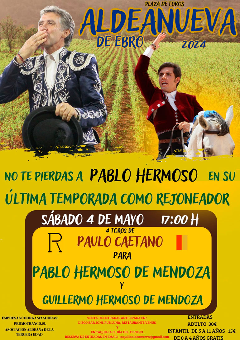 Programa de las Fiestas de la juventud 2024 en Aldeanueva de Ebro Corrida de Rejones