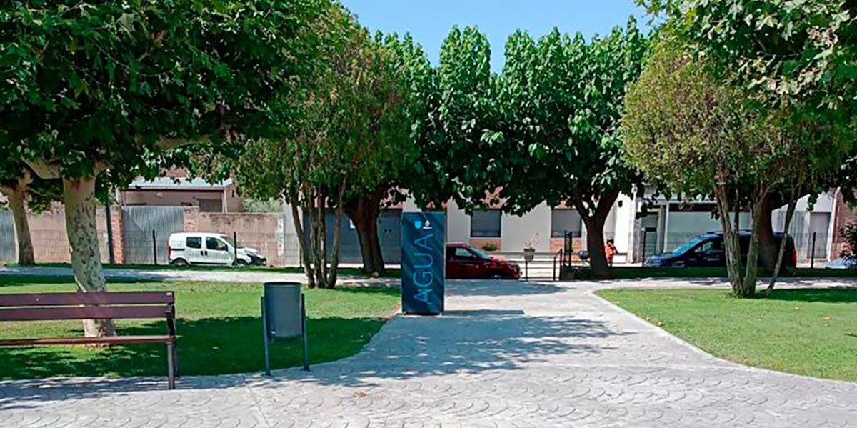 Fustiñana comenzó con la instalación de la nueva red de fuentes en mayo de 2021, la última ha sido junto al parque infantil