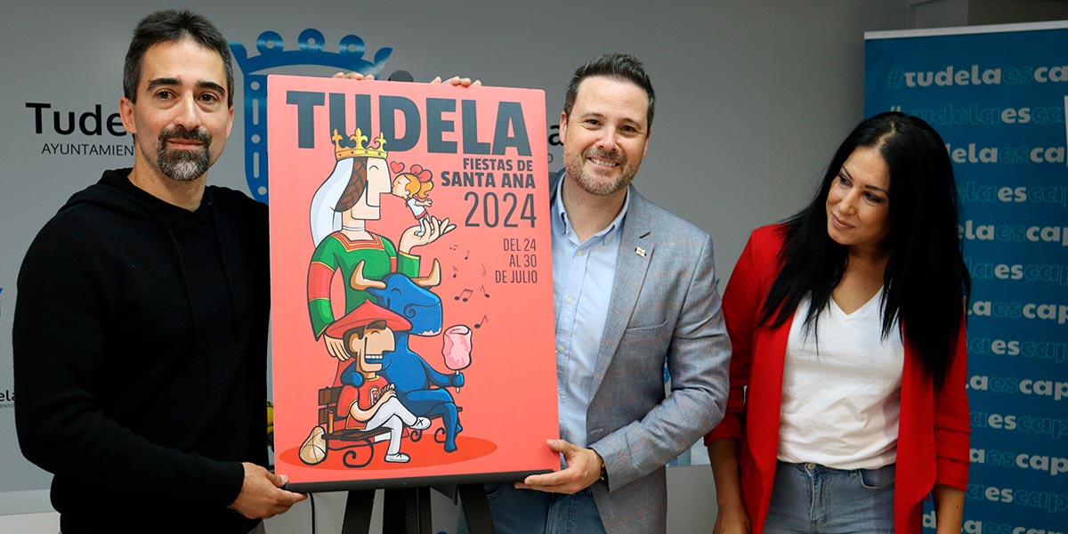 Los carteles ganadores han sido presentados por el alcalde de Tudela, Alejandro Toquero, y la concejal de Festejos, Verónica Gormedino