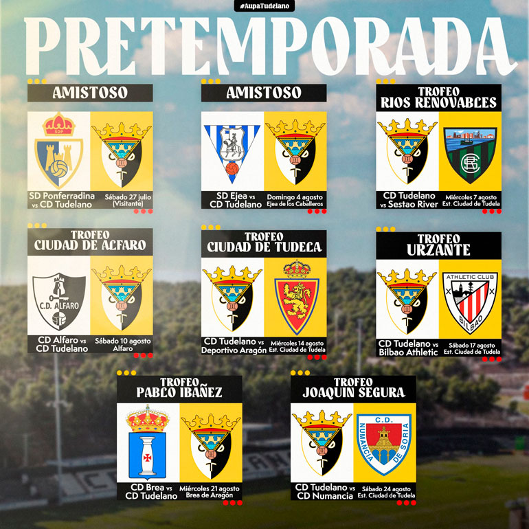 Calendario de pretemporada 2024 25 del CD Tudelano