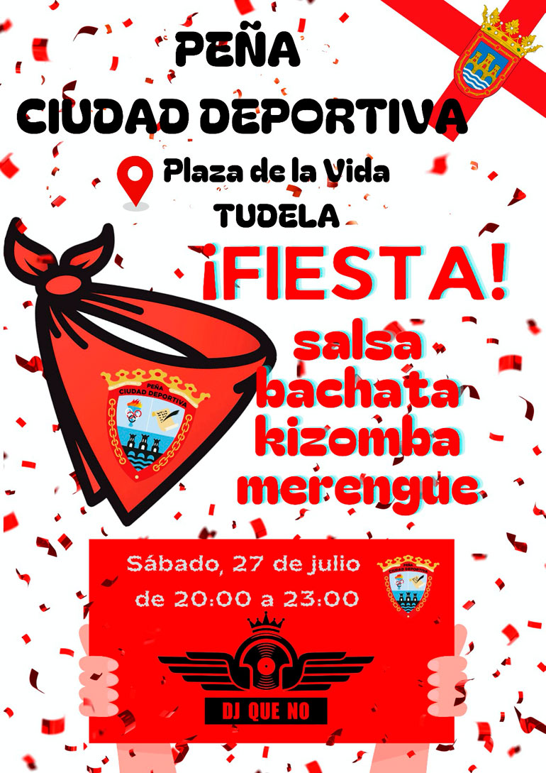 Fiesta del 27 de julio de la Peña Ciudad Deportiva en la plaza de la Vida