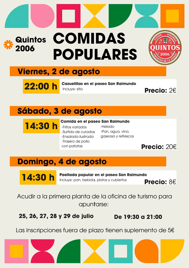 Programa de las Fiestas de la juventud 2024 en Fitero comidas populares