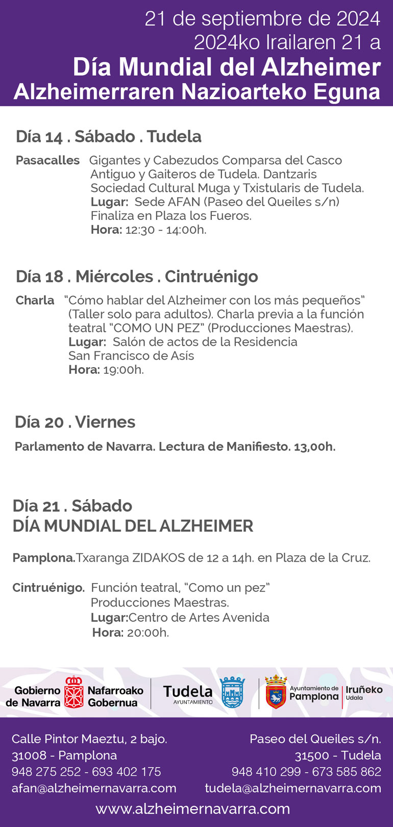 Día Mundial del Alzheimer 2024 en Cintruénigo, Tudela y Pamplona