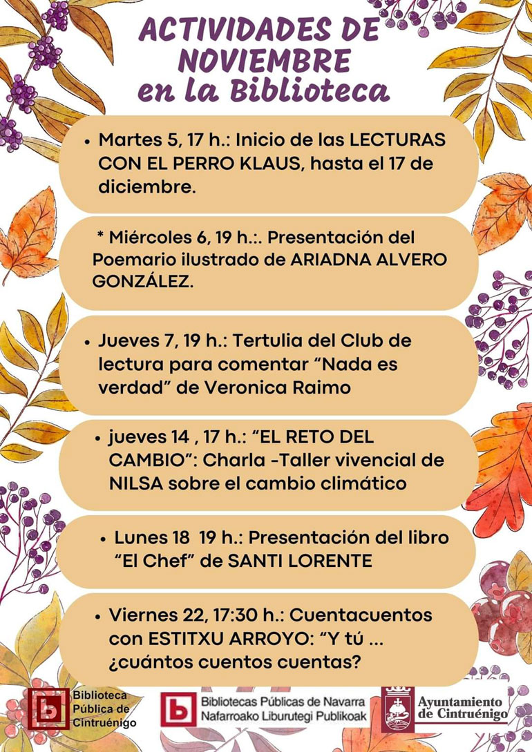 Actividades noviembre en la biblioteca