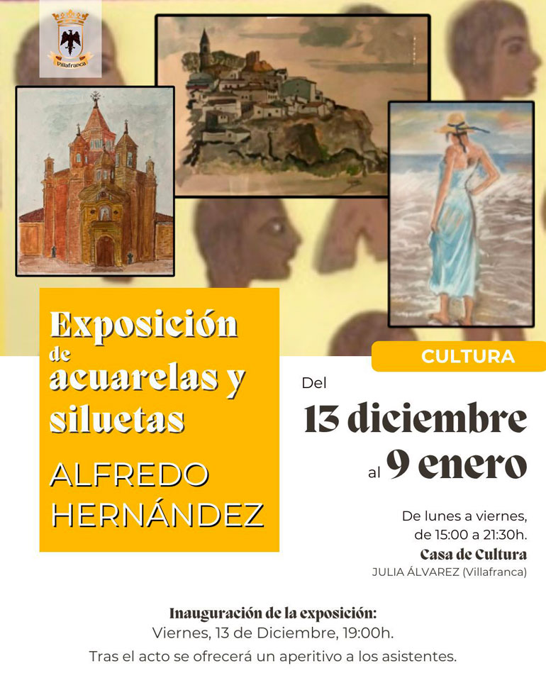 Exposición de acuarelas y siluetas de Alfredo Hernández