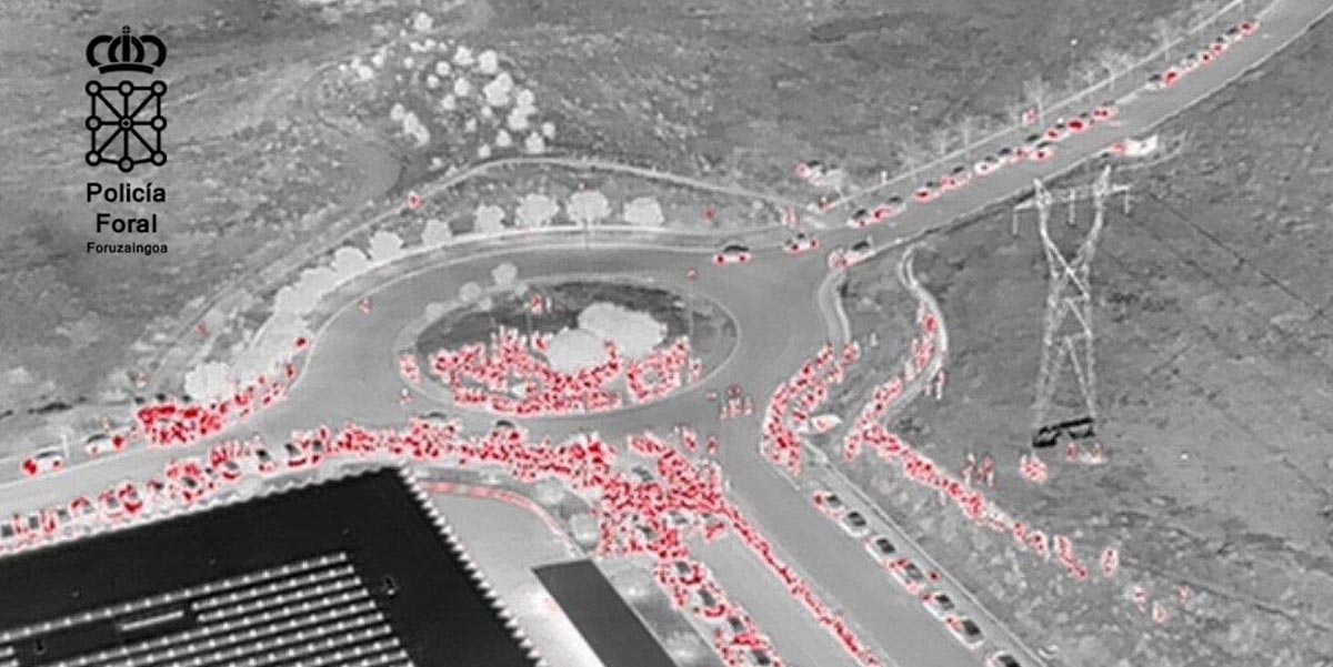Imagen de cámara térmica captada con dron de la zona de carreras