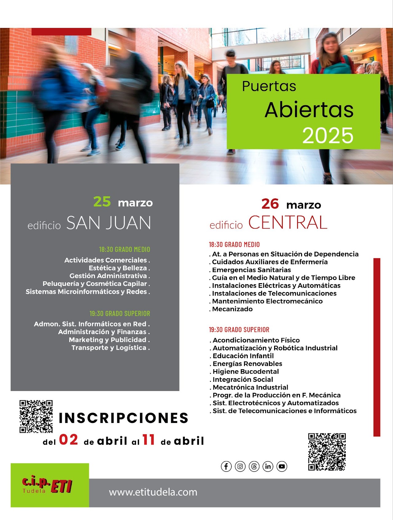 Cartel Jornadas puertas abiertas CIP ETI Tudela 2025