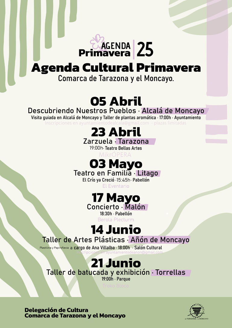 Agenda Cultural Primavera 2025 en la Comarca de Tarazona y el Moncayo