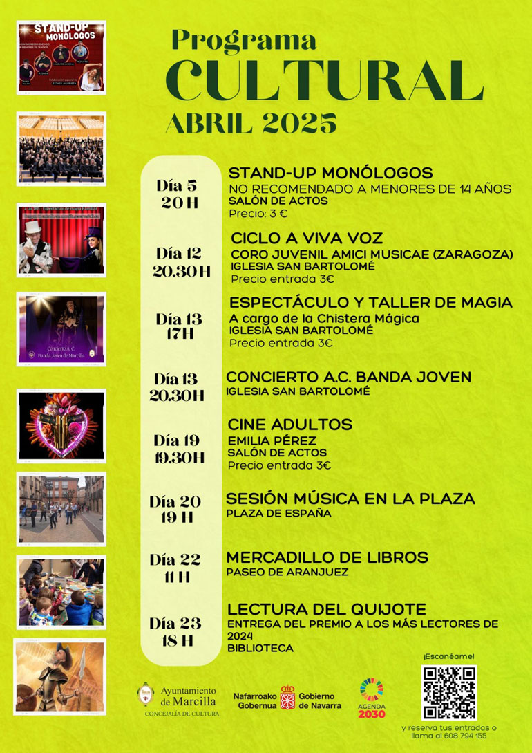 Agenda cultural abril 2025 en Marcilla