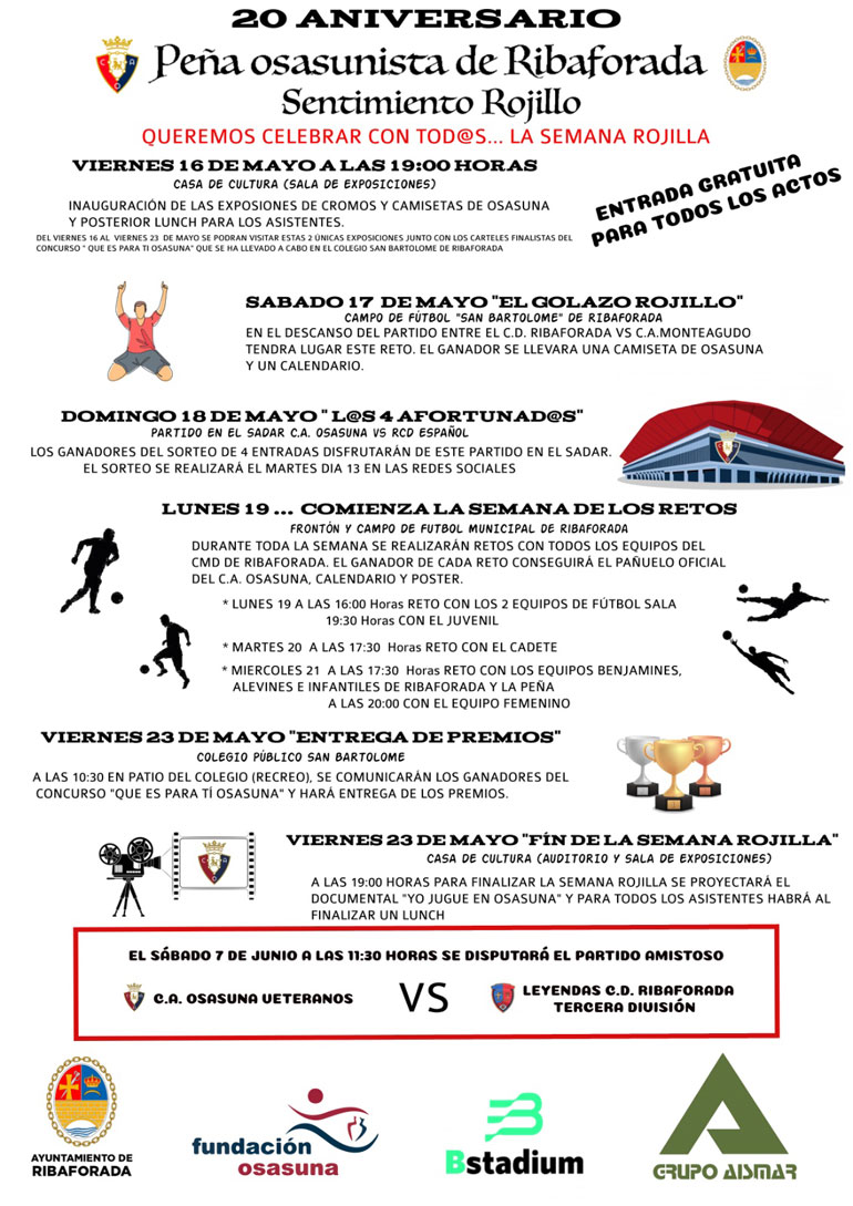 20º Aniversario de la Peña Osasunista ‘Sentimiento Rojillo’ de Ribaforada