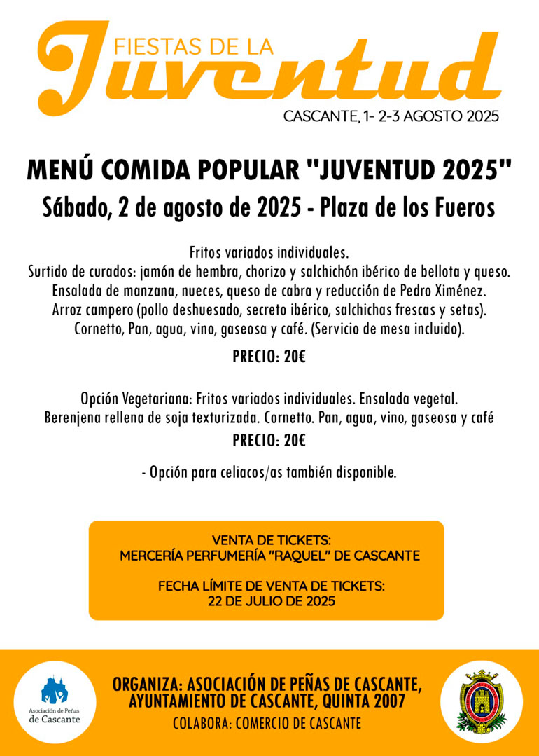 Programa de las Fiestas de la Juventud de Cascante 2025 Comida